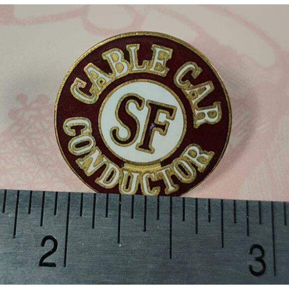 SF San Francisco CA Cable Car Conductor Pin for a Hat, Lapel, Lanyard or Jacket - Picture 3 of 3